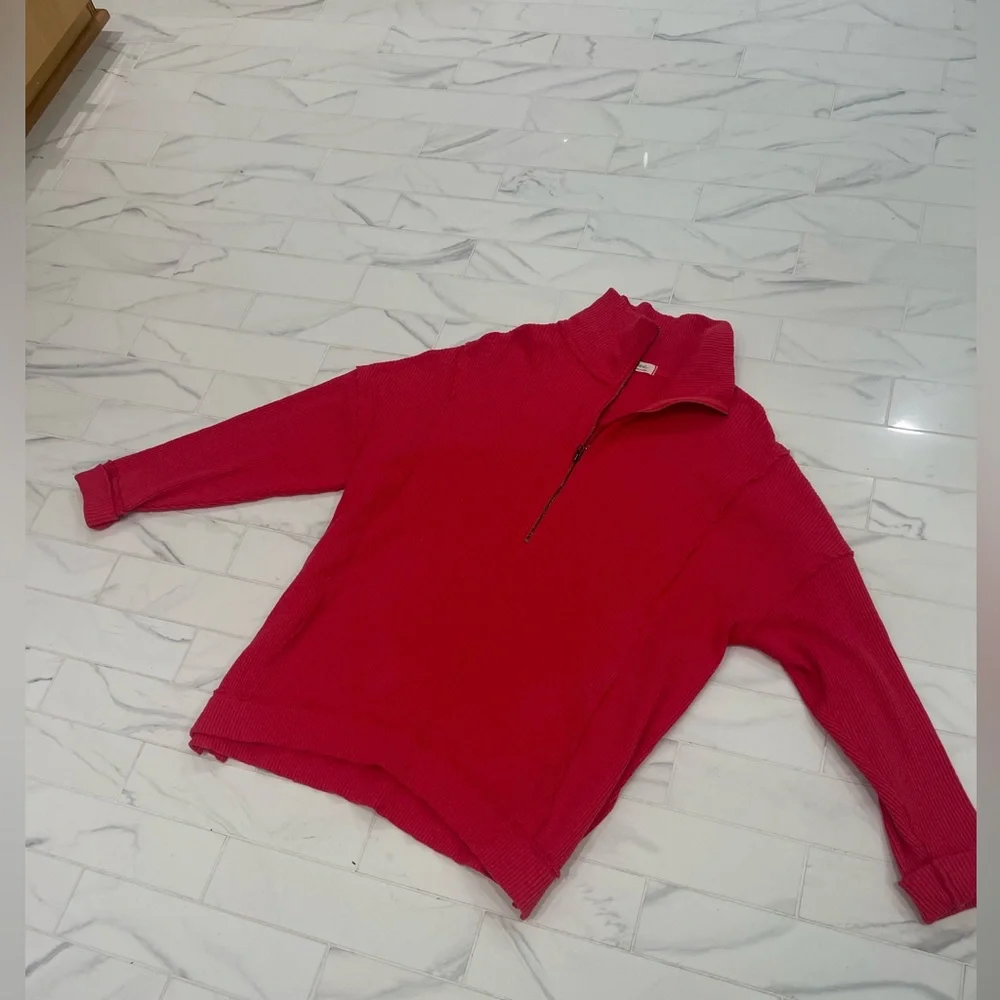 We The Free Quarter Zip Ribbed Pullover-Size S - Picture 4 of 8